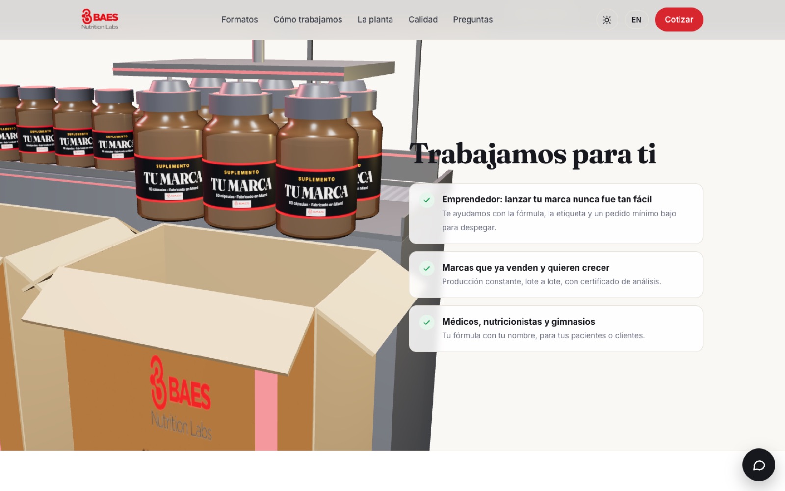 Estación de empaque animada: potes entrando en cajas de doce